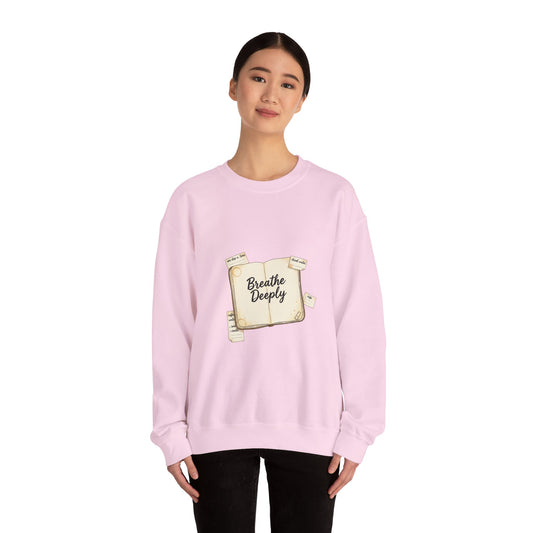 Breathe Deeply note to self Sweatshirt | paper note graphic, handwritten reminder