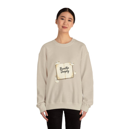 Breathe Deeply note to self Sweatshirt | paper note graphic, handwritten reminder