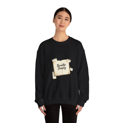 Breathe Deeply note to self Sweatshirt | paper note graphic, handwritten reminder