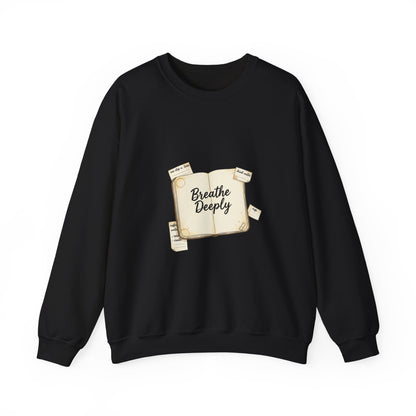 Breathe Deeply note to self Sweatshirt | paper note graphic, handwritten reminder