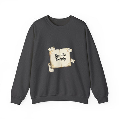 Breathe Deeply note to self Sweatshirt | paper note graphic, handwritten reminder