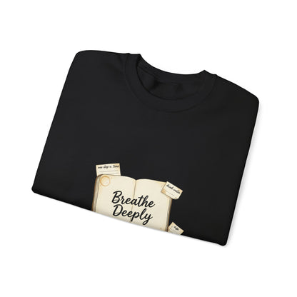 Breathe Deeply note to self Sweatshirt | paper note graphic, handwritten reminder