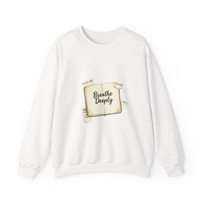 Breathe Deeply note to self Sweatshirt | paper note graphic, handwritten reminder