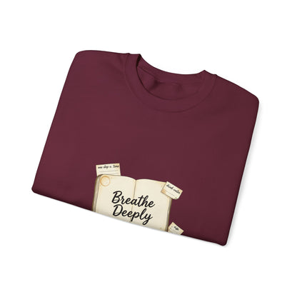 Breathe Deeply note to self Sweatshirt | paper note graphic, handwritten reminder