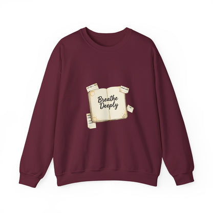 Breathe Deeply note to self Sweatshirt | paper note graphic, handwritten reminder
